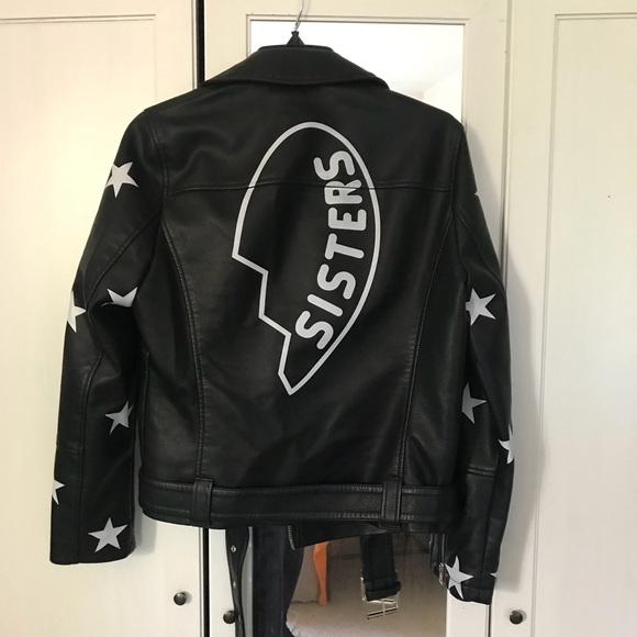 SOLD! Sisters Faux Leather Biker Moto Jacket - Picture 5 of 6